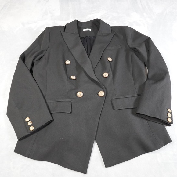 Lilysilk Double Breasted Blazer Womens L Black Jacket Classic Old Money Office - Picture 3 of 16